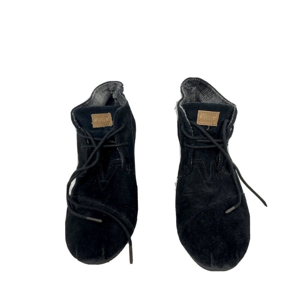 TOMS 300513 Womens 11M Black Desert Wedge Heel 2 Eye Casual Ankle Booties Boots